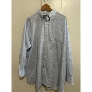 Jos A Bank Travelers Traditional Fit Dress Shirt Size 18-34 Blue/Black Plaid